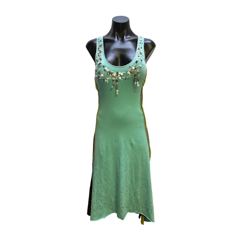 NWT A Common Thread Seafoam Green Sleeveless Dress w/Sequin & Shell Embellishmen